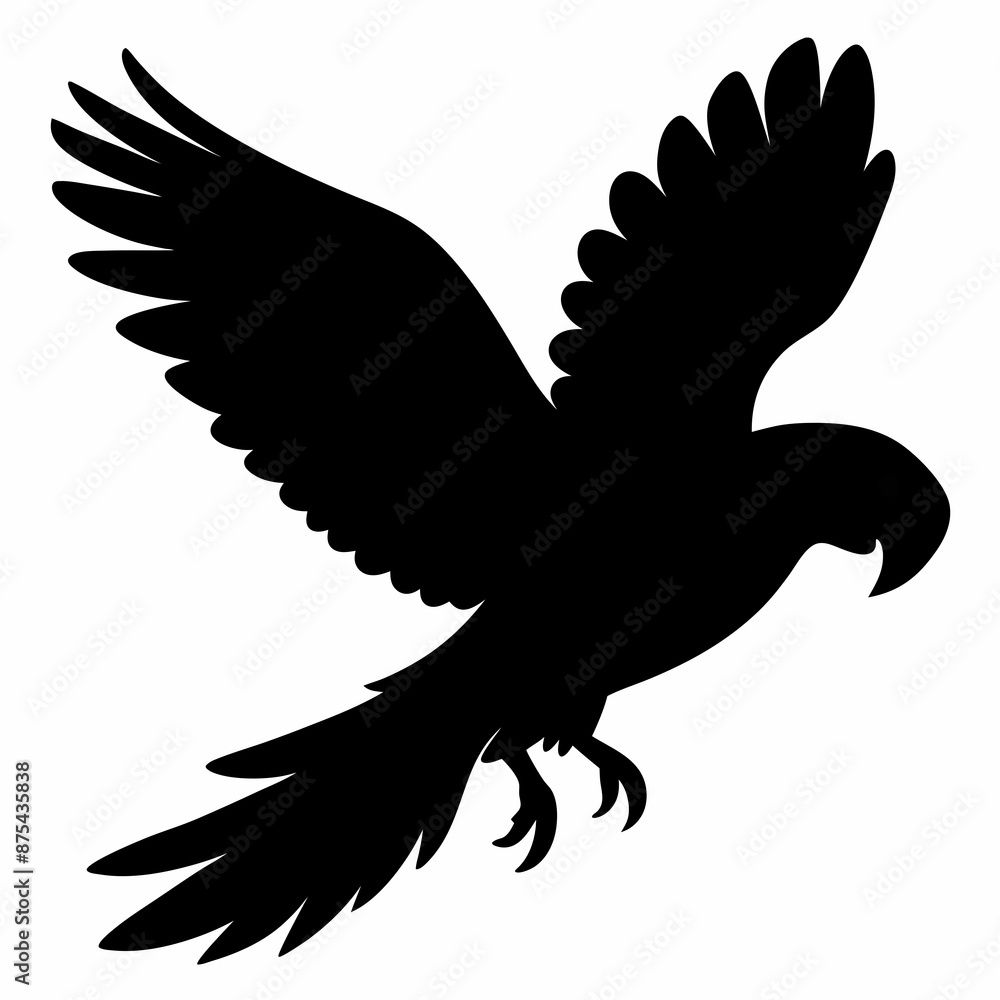 Fototapeta premium Parrot vector illustration, bird isolated on white, Parrot silhouette, Parrot vector art