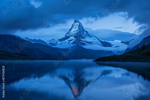 Majestic Mountain Reflection at Dusk