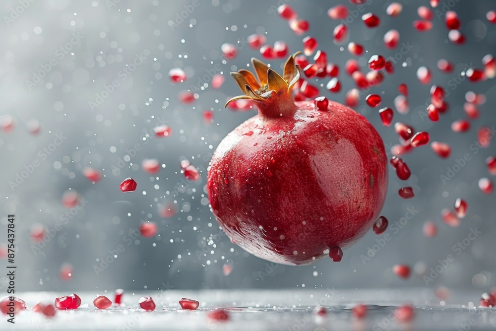 Floating Pomegranate In Mid-Air Floating Pomegranate In Mid-Air