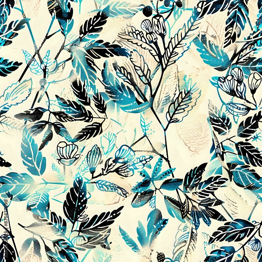 Fototapeta premium Elegant Floral Grid Pattern for Fabric and Wallpaper
