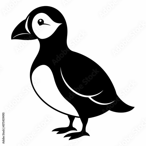 Puffin vector illustration, bird  isolated on white, Puffin silhouette, Puffin  vector art