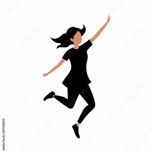 Vector on white background silhouette girl jumping  (9)