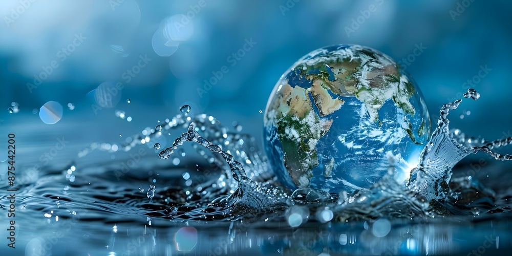 World Water Day Celebrating with an Earth Globe Made of Water. Concept Water Conservation, Sustainable Living, Planet Earth Preservation, Environmental Awareness, Global Water Crisis World Water Day Celebrating with an Earth Globe Made of Water. Concept Water Conservation, Sustainable Living, Planet Earth Preservation, Environmental Awareness, Global Water Crisis