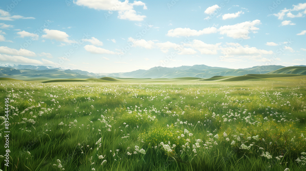 Beautiful Meadow with Wildflowers and Mountains Beautiful Meadow with Wildflowers and Mountains