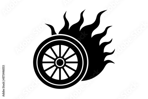 wheelchair wheel ablaze silhouette vector illustration