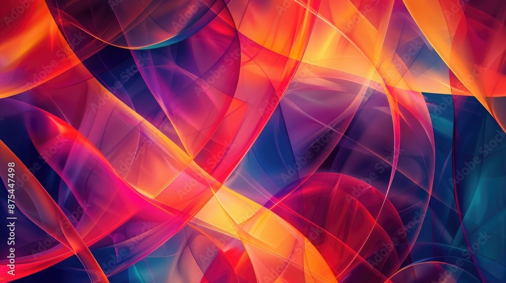 Obraz premium Abstract composition of overlapping translucent shapes and vibrant gradients, creating a visual symphony of color and light.