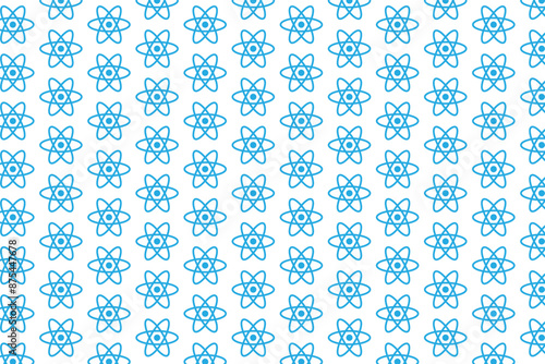 Atom pattern . Blue atom pattern on white background . Vector illustration