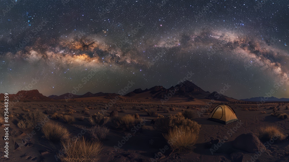 A tent pitched in a desert landscape A tent pitched in a desert landscape