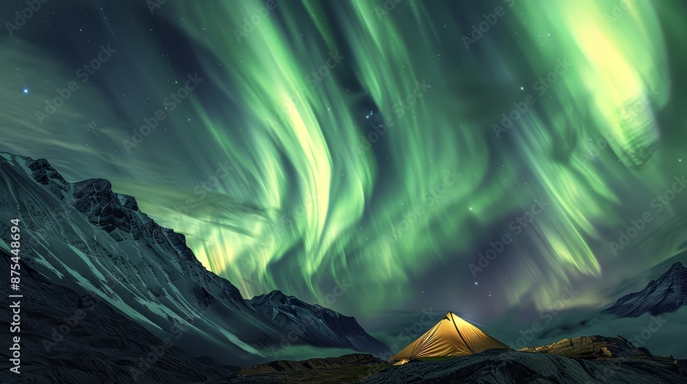 A tent pitched on a mountain ridge A tent pitched on a mountain ridge