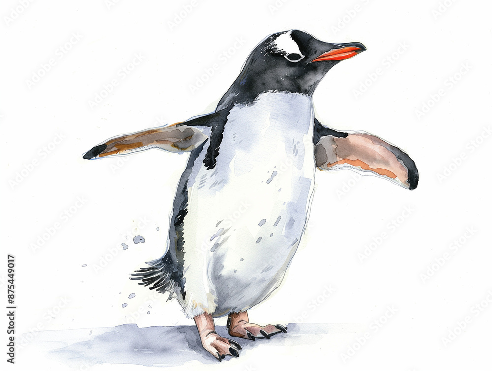 Obraz premium Penguin standing alone on a white background