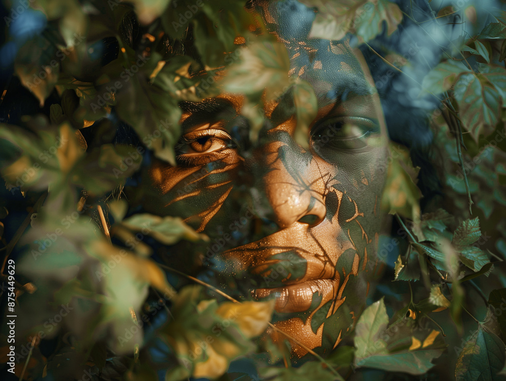 Obraz premium natural array of autumn leaves in warm hues of orange, yellow, and brown, creating a textured tapestry that embodies the essence of fall