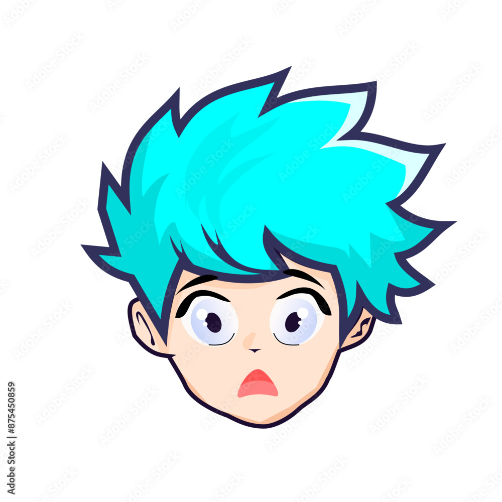 head boy with blue hair avatar cartoon head boy with blue hair avatar cartoon
