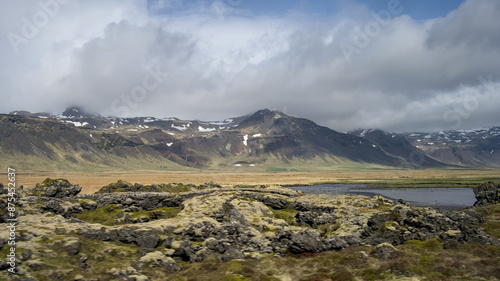 Icelandic landscape arround Snaefellsjökull, interesting formation, colours and struktuctures of the volcanic mountains photo