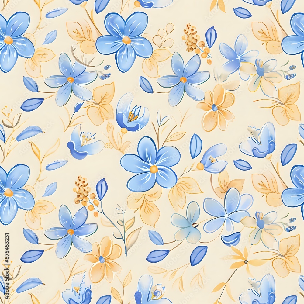 Nature-Inspired Elegant Floral Grid Pattern for Textile and Home Decor Nature-Inspired Elegant Floral Grid Pattern for Textile and Home Decor