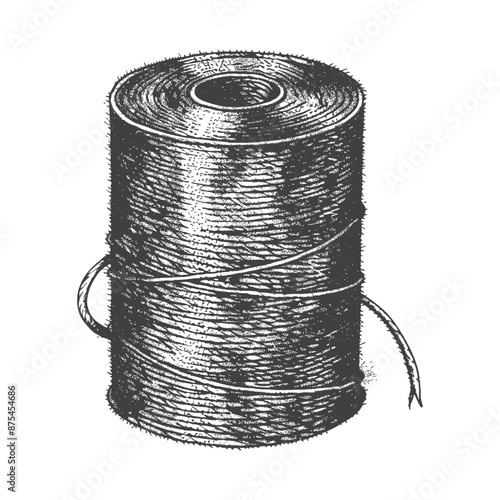 Hand-Drawn Illustration:  Vintage Sewing Thread Spool Detail