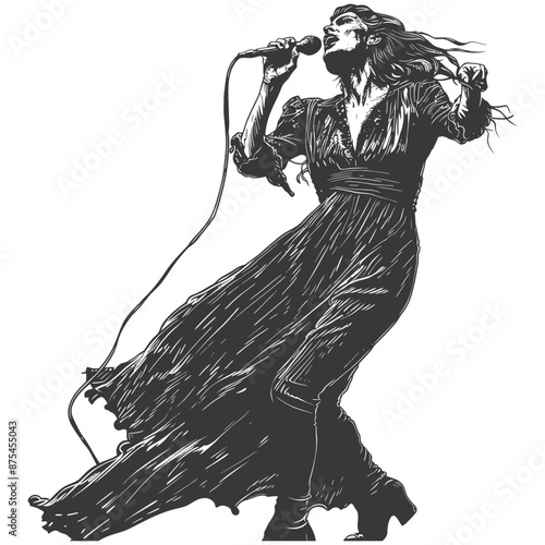 singing woman black and white dress clip art preview