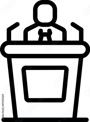 Politician is giving a speech from a podium during a political meeting