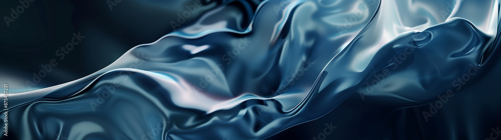 Obraz premium background of abstract blue wavy shapes, created with generative AI technology