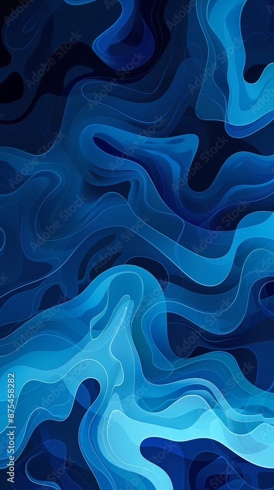 background of abstract blue wavy shapes, created with generative AI technology background of abstract blue wavy shapes, created with generative AI technology