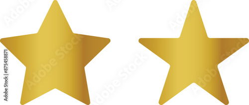 Golden star icon set in different shapes isolated on white background . Vector illustration
