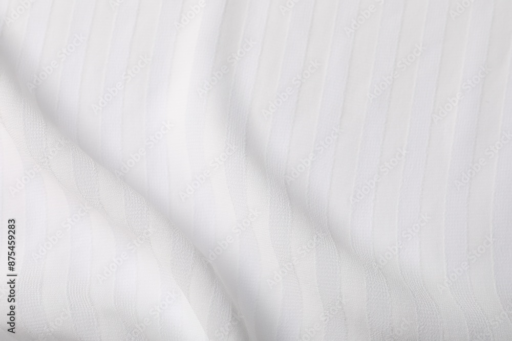 Obraz premium Texture of white striped fabric as background, top view