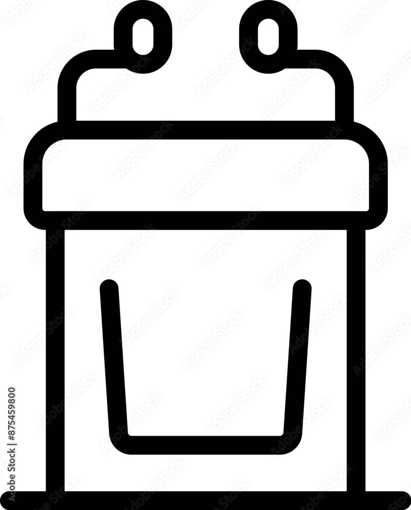 Simple line icon of a conference tribune with microphones, perfect for representing concepts of public speaking and giving a speech Simple line icon of a conference tribune with microphones, perfect for representing concepts of public speaking and giving a speech