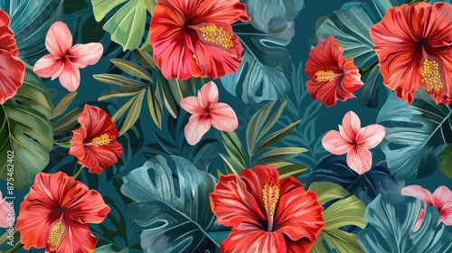 Tropical Hibiscus Pattern for Summer Fashion and Decor