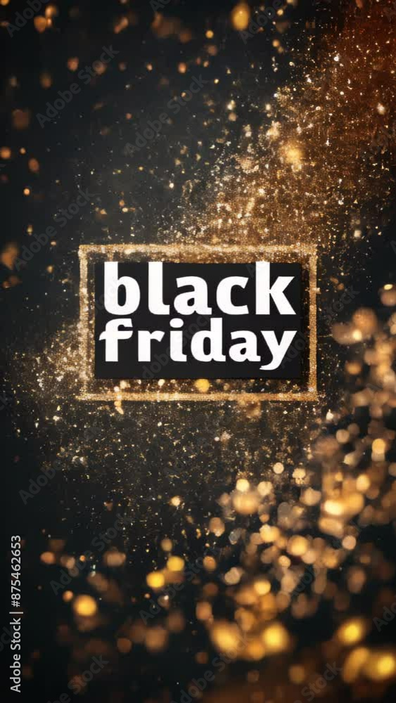 Animation white BLACK FRIDAY text words on festive black golden background, November is promotion time in stores and online. Animation white BLACK FRIDAY text words on festive black golden background, November is promotion time in stores and online.