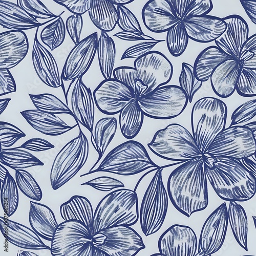 Nature-Inspired Floral and Vine Sketch Pattern for Fabric and Wallpaper © Maquette Pro