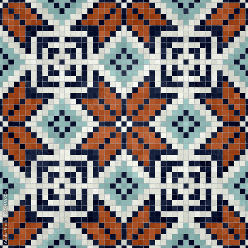 Mosaic tiles  background, seamless vector pattern