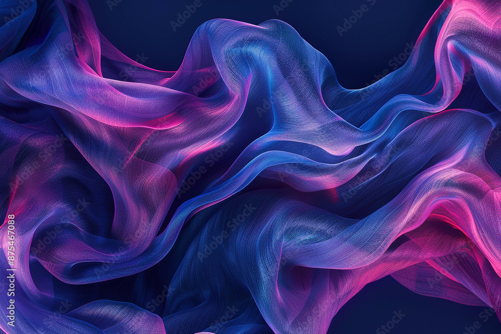 Blue and Pink Fabric on Black Background
