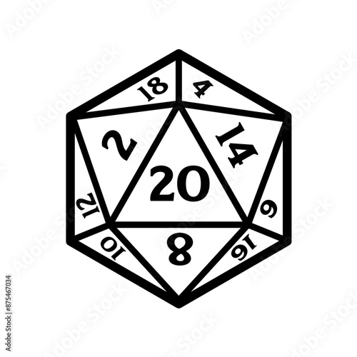 dice d20, dice rpg	- Vector illustration