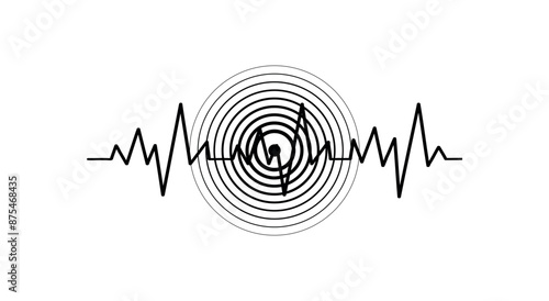 Earthquake Icon Waves and Lines Vector Illustration