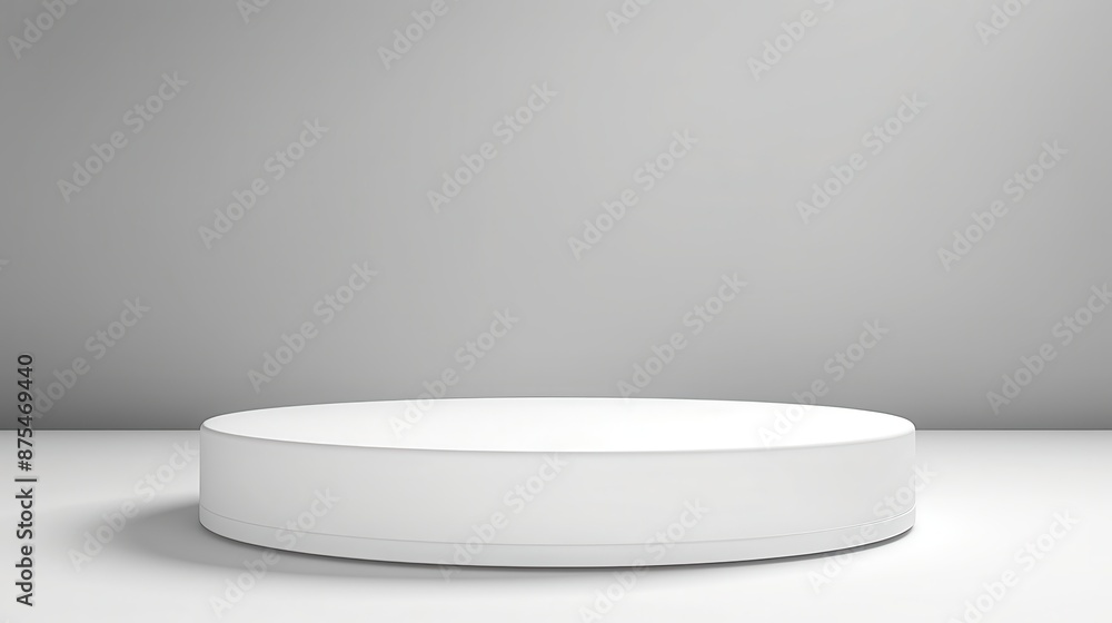 Minimalist design circular white podium, ideal for displaying boutique items, on an isolated background