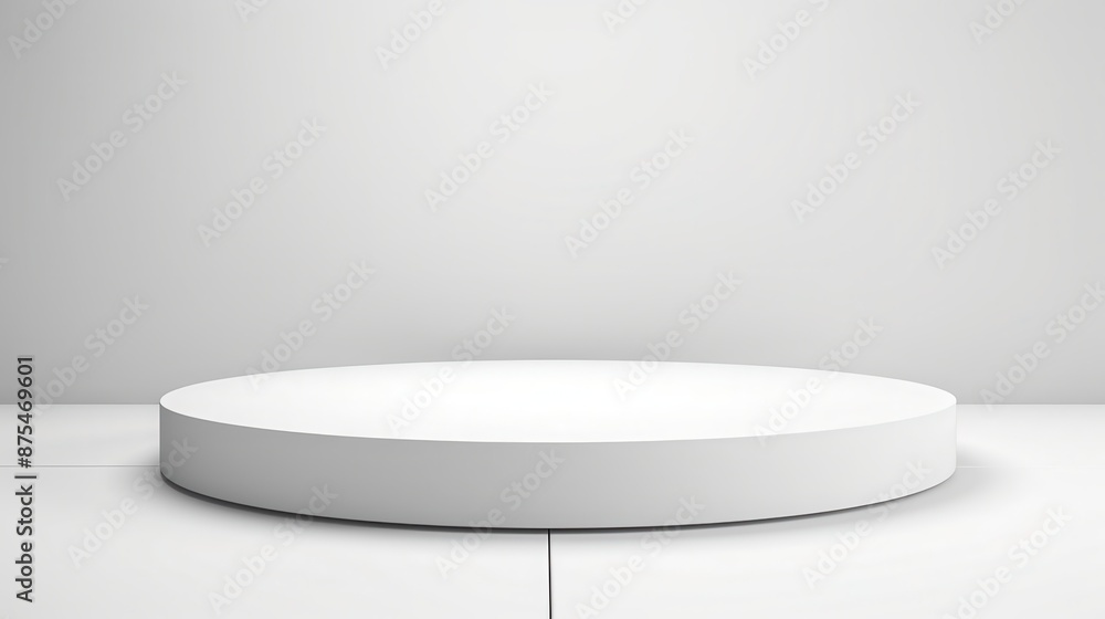 Minimalistic circular podium, pure white background, perfect for product showcase Minimalistic circular podium, pure white background, perfect for product showcase