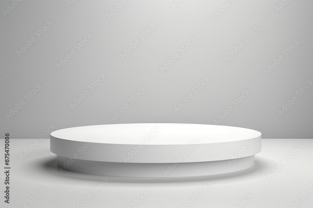 Round podium in pure white, minimal design for effective visual merchandising, isolated background Round podium in pure white, minimal design for effective visual merchandising, isolated background
