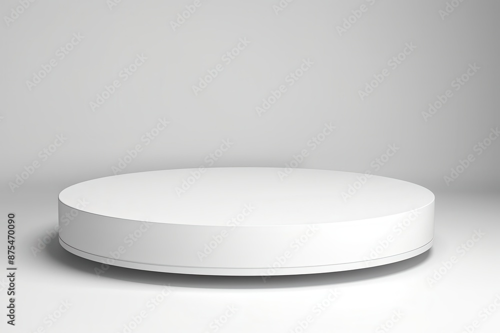 Round podium in pure white, minimal design for effective visual merchandising, isolated background Round podium in pure white, minimal design for effective visual merchandising, isolated background