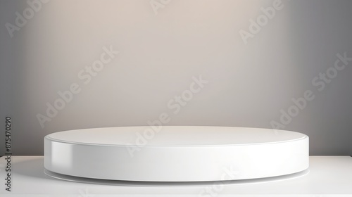 Simple white circular podium for clean and effective product presentations, isolated backdrop © Premreuthai