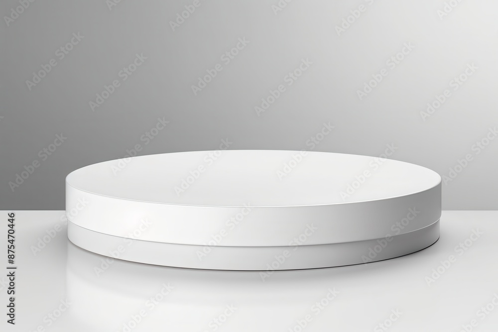 Sleek white circular podium for effective product showcasing, simple isolated background Sleek white circular podium for effective product showcasing, simple isolated background