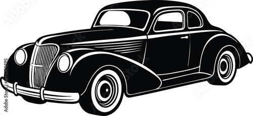 Silhouette american hotrod car vector, Vintage car vector graphic

