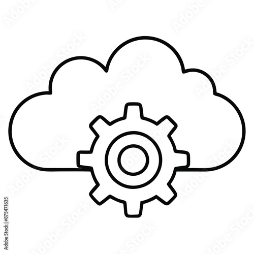 Cloud with Gears Icon Vector Illustration for Apps Web or UI Design