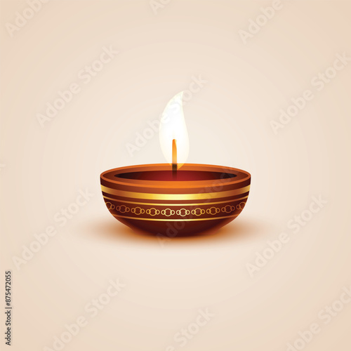 Traditional diwali puja background with diya and flower