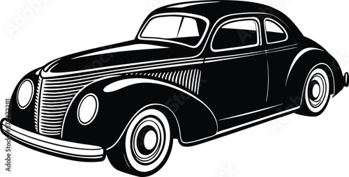 Silhouette american hotrod car vector, Vintage car vector graphic

