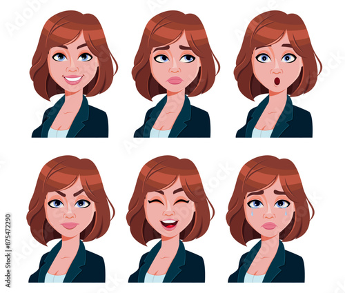Face expressions of beautiful woman