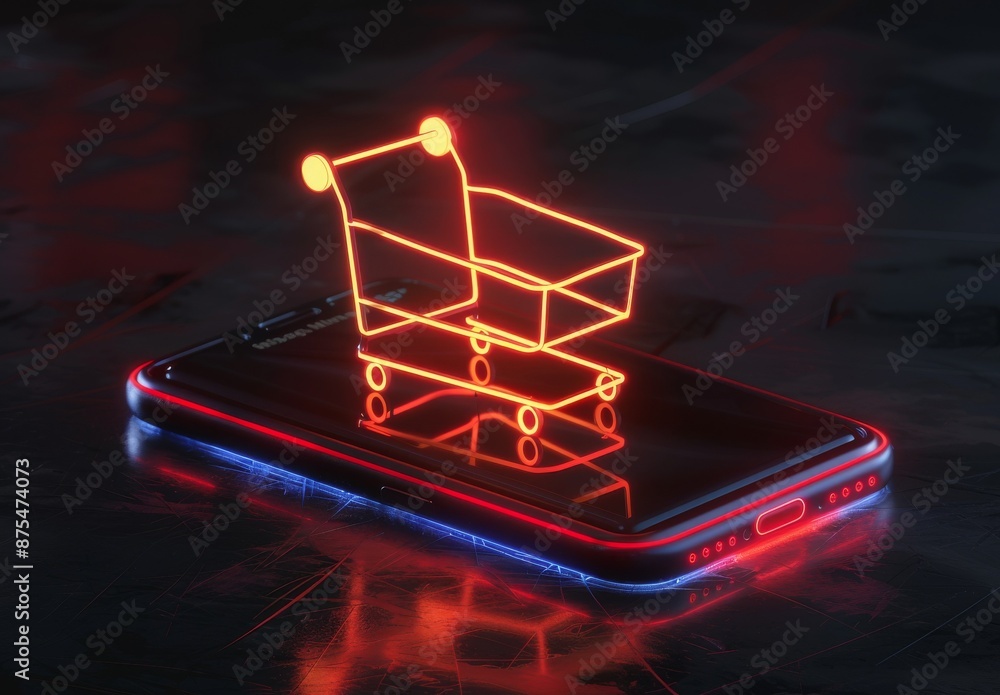 Cart and cyber retail. Computer business technology. Internet shop and digital basket. Mobile smartphone for e-business Cart and cyber retail. Computer business technology. Internet shop and digital basket. Mobile smartphone for e-business