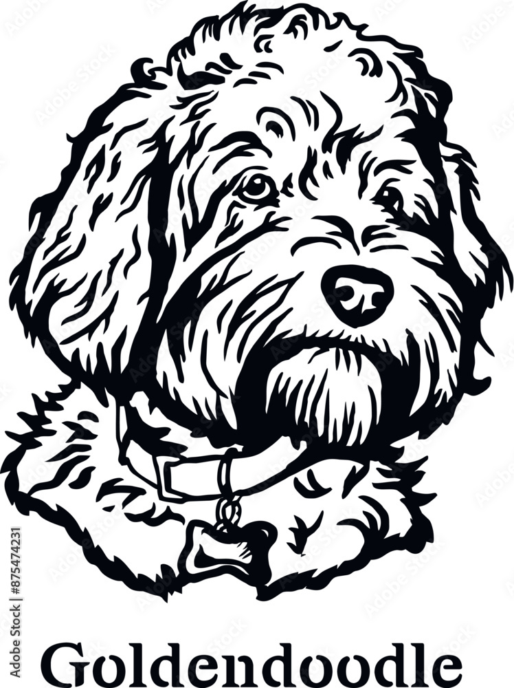 Goldendoodle - Funny Dog, Vector File, Cut Stencil for Tshirt Goldendoodle - Funny Dog, Vector File, Cut Stencil for Tshirt