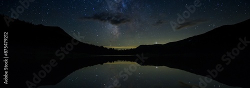 4K Ultra HD Image of Highland Lakes at Ebbetts Pass, Sierra Nevada Mountains, Showing Sunset and Starry Sky
 photo