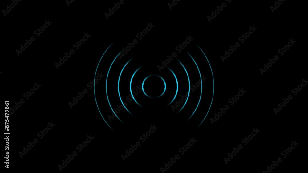 4K Radio waves animation on black background. 4K Radio waves animation on black background.