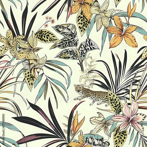 Dynamic Tropical Leaf and Abstract Elements Pattern
