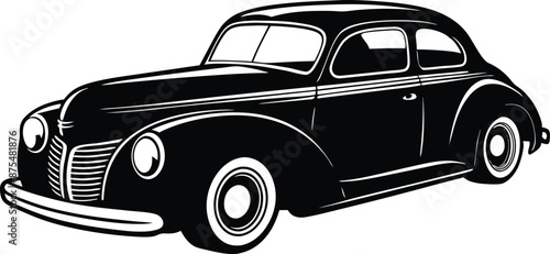 hotrod classic car vector graphic. american vintage hot rods car silhouette vector